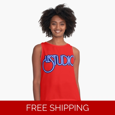 Le Studio Sleeveless Top White & Blue logo